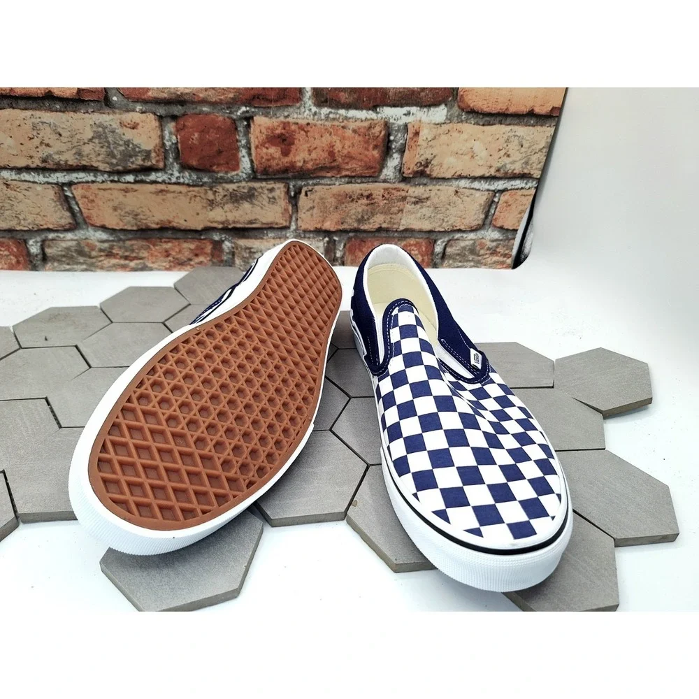 Vans Classic Slip-On Checkerboard Navy Blue/White Shoes Men's 9.5/ Women's 11